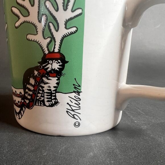 Kliban Cat Christmas Mug – Vintage-Reindeer Theme, Kiln Craft England, VTG - Picture 7 of 8
